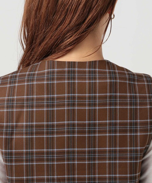 BAYFLOW（ベイフロー）の「[セットアップで着用可能]チェックベスト（ベスト・レディース・ブラウン/カーキ・FREE）」の14枚目の写真