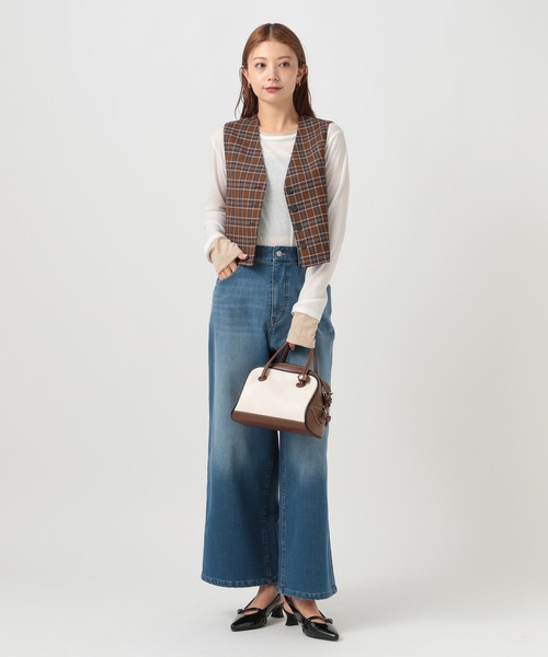 BAYFLOW（ベイフロー）の「[セットアップで着用可能]チェックベスト（ベスト・レディース・ブラウン/カーキ・FREE）」の5枚目の写真