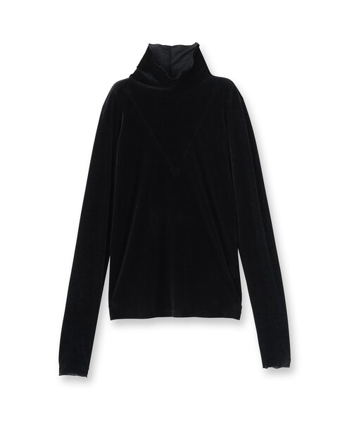 UNTITLED(アンタイトル)の「【ハイネック/レイヤード/重ね着におすすめ】トリコットベロア シアーインナー(Tシャツ/カットソー・レディース・ブラック/オフホワイト・44/04/02/00/48)」の3枚目の写真