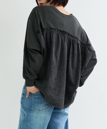 A.D.C.L. | 背面 デニム切替 プリント ビッグTシャツ(Tシャツ/カットソー)