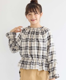 coca（coca）（コカ）の「キッズ チェックフリルブラウス（シャツ/ブラウス）」