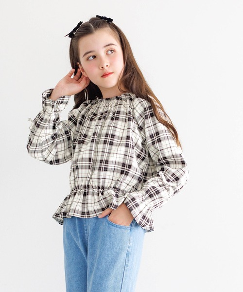 キッズ チェックフリルブラウス（シャツ/ブラウス）｜coca（coca