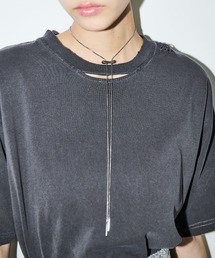 AIC.（エーアイシー）の「ピグメント加工カットアウトダメージTシャツ（Tシャツ/カットソー・レディース）」