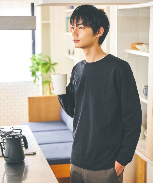 GLOBAL WORK（グローバルワーク）の「マイニチタキノウクルー/長袖/580761（Tシャツ/カットソー・メンズ・ライトグレー/ブラック/ホワイト・SMALL/MEDIUM/LARGE/X-LARGE）」の2枚目の写真