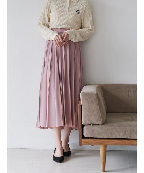 TONAL(トーナル)の「ハンドプリーツスカート(スカート・レディース・ピンク/チャコールグレー/アイボリー・SMALL/MEDIUM)」の3枚目の写真
