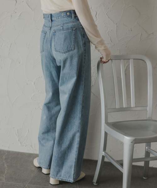 slattgir（スラットジール）の「高身長　デニムワイドストレートパンツ（トールサイズ）Essenave（デニムパンツ・レディース・ブラック/ブルー・64/67/70/73/76/80/88/96/84/104）」の2枚目の写真