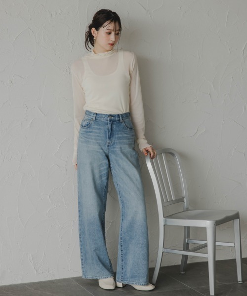 slattgir（スラットジール）の「高身長　デニムワイドストレートパンツ（トールサイズ）Essenave（デニムパンツ・レディース・ブラック/ブルー・64/67/70/73/76/80/88/96/84/104）」の12枚目の写真