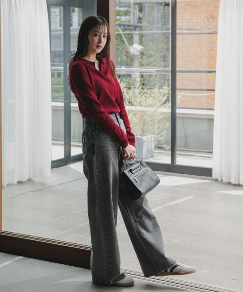 slattgir（スラットジール）の「高身長　デニムワイドストレートパンツ（トールサイズ）Essenave（デニムパンツ・レディース・ブラック/ブルー・64/67/70/73/76/80/88/96/84/104）」の19枚目の写真