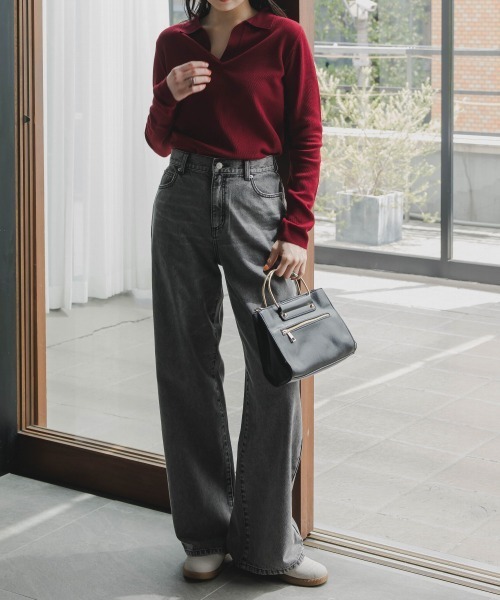 slattgir（スラットジール）の「高身長　デニムワイドストレートパンツ（トールサイズ）Essenave（デニムパンツ・レディース・ブラック/ブルー・64/67/70/73/76/80/88/96/84/104）」の20枚目の写真