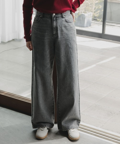 slattgir（スラットジール）の「高身長　デニムワイドストレートパンツ（トールサイズ）Essenave（デニムパンツ・レディース・ブラック/ブルー・64/67/70/73/76/80/88/96/84/104）」の21枚目の写真