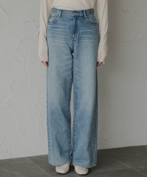 slattgir（スラットジール）の「高身長　デニムワイドストレートパンツ（トールサイズ）Essenave（デニムパンツ・レディース・ブラック/ブルー・64/67/70/73/76/80/88/96/84/104）」の8枚目の写真