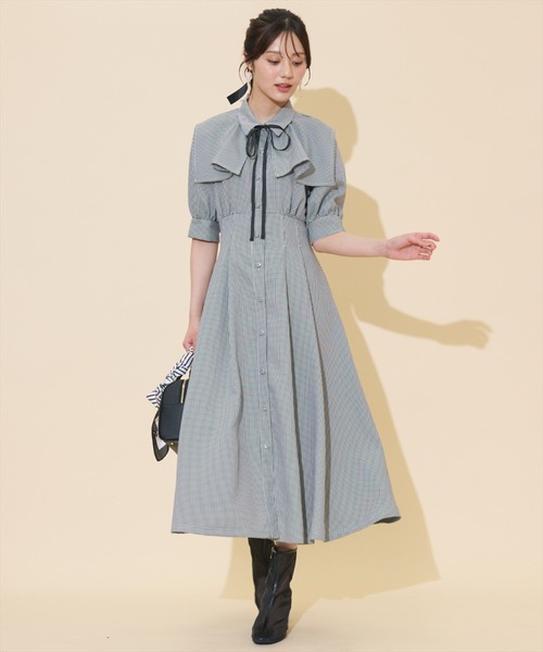 WILLSELECTION(ウィルセレクション)の「スクエアラッフルシャツワンピース(ワンピース・レディース・ブラック系その他/チャコールグレー/ピンク・FREE)」の8枚目の写真