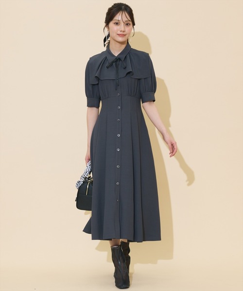WILLSELECTION(ウィルセレクション)の「スクエアラッフルシャツワンピース(ワンピース・レディース・ブラック系その他/チャコールグレー/ピンク・FREE)」の6枚目の写真