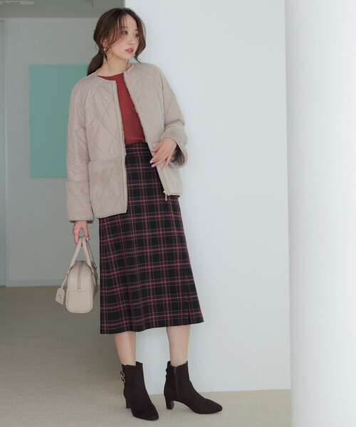 セール】フェイクファーコンビキルティング アウター（ダウン