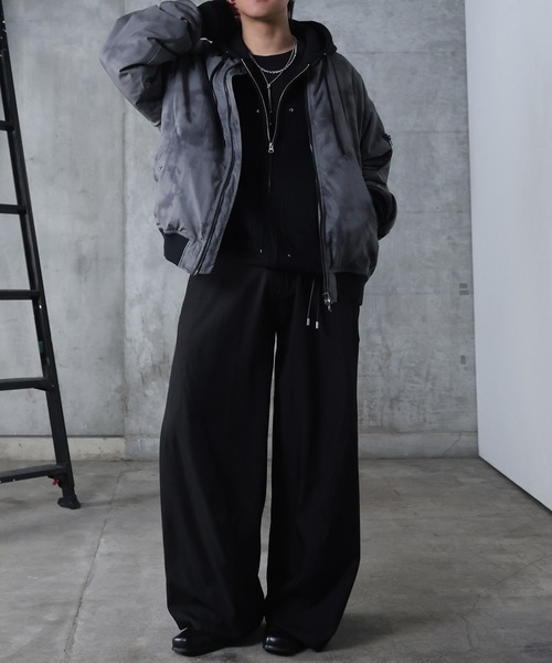 AW ヴィンテージスモークウォッシュ柄 アブストラクト柄 ダブルジップ