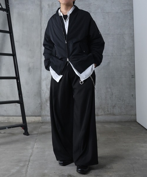 Confirm(コンファーム)の「AW ヴィンテージスモークウォッシュ柄 アブストラクト柄 ダブルジップ MA-1 中綿ブルゾン ビッグシルエット メンズ レディース ユニセックス 【Confirm】(ダウンジャケット/コート・メンズ・ブラック/ホワイト系/グレー系・L/M)」の9枚目の写真