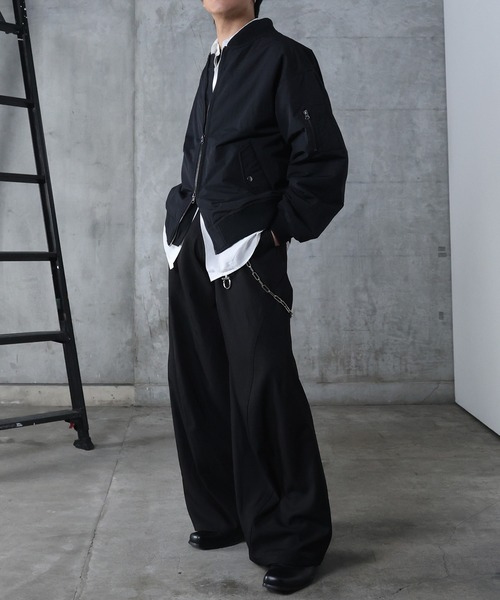 Confirm(コンファーム)の「AW ヴィンテージスモークウォッシュ柄 アブストラクト柄 ダブルジップ MA-1 中綿ブルゾン ビッグシルエット メンズ レディース ユニセックス 【Confirm】(ダウンジャケット/コート・メンズ・ブラック/ホワイト系/グレー系・L/M)」の11枚目の写真