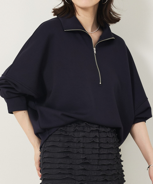 abahouse mavie（アバハウスマヴィ）の「ライトダンボールハーフジッププルオーバー（スウェット・レディース・オフホワイト/グレー/ブラック/ダークネイビー・フリー）」の4枚目の写真