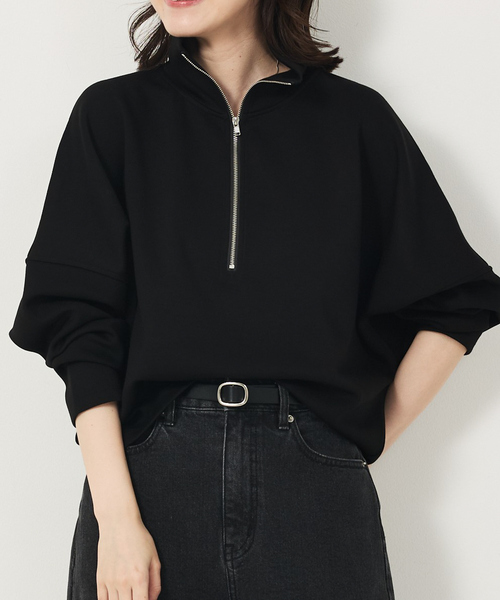 abahouse mavie（アバハウスマヴィ）の「ライトダンボールハーフジッププルオーバー（スウェット・レディース・オフホワイト/グレー/ブラック/ダークネイビー・フリー）」の3枚目の写真