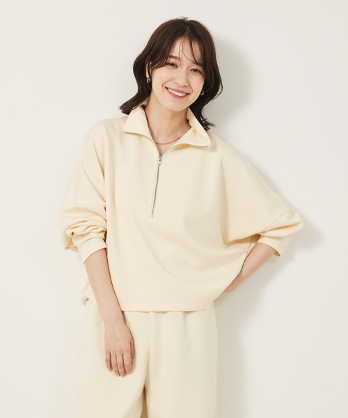 abahouse mavie（アバハウスマヴィ）の「ライトダンボールハーフジッププルオーバー（スウェット・レディース・オフホワイト/グレー/ブラック/ダークネイビー・フリー）」の8枚目の写真