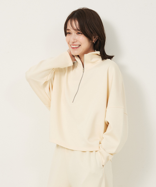 abahouse mavie（アバハウスマヴィ）の「ライトダンボールハーフジッププルオーバー（スウェット・レディース・オフホワイト/グレー/ブラック/ダークネイビー・フリー）」の9枚目の写真