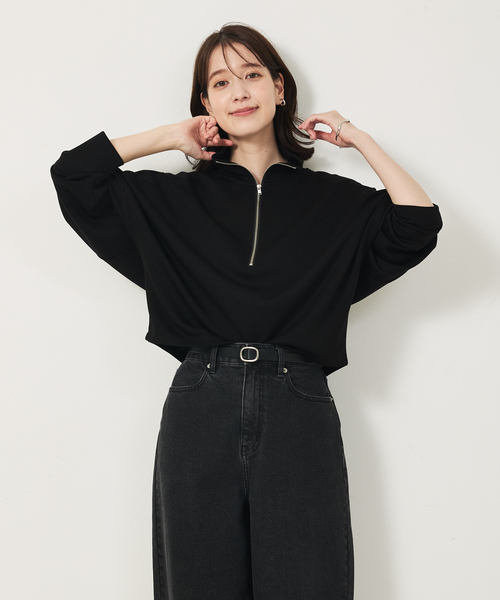 abahouse mavie（アバハウスマヴィ）の「ライトダンボールハーフジッププルオーバー（スウェット・レディース・オフホワイト/グレー/ブラック/ダークネイビー・フリー）」の12枚目の写真