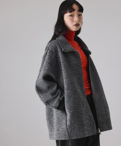 ヘリンボンツイードボンディングコーディガン ADAM ET ROPE'｜ヘリンボンツイードボンディングコーディガン