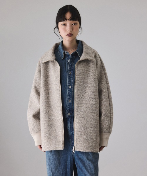 ヘリンボンツイードボンディングコーディガン（その他アウター）｜ADAM