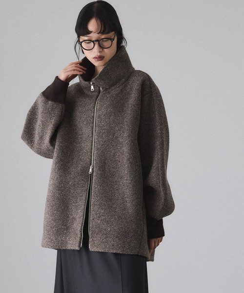 ヘリンボンツイードボンディングコーディガン（その他アウター）｜ADAM