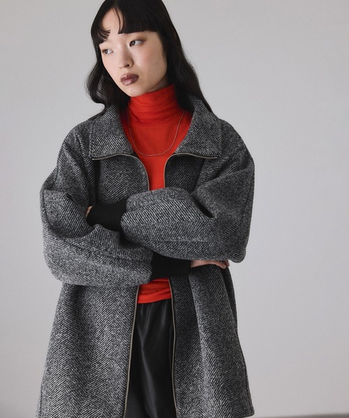 ヘリンボンツイードボンディングコーディガン（その他アウター）｜ADAM