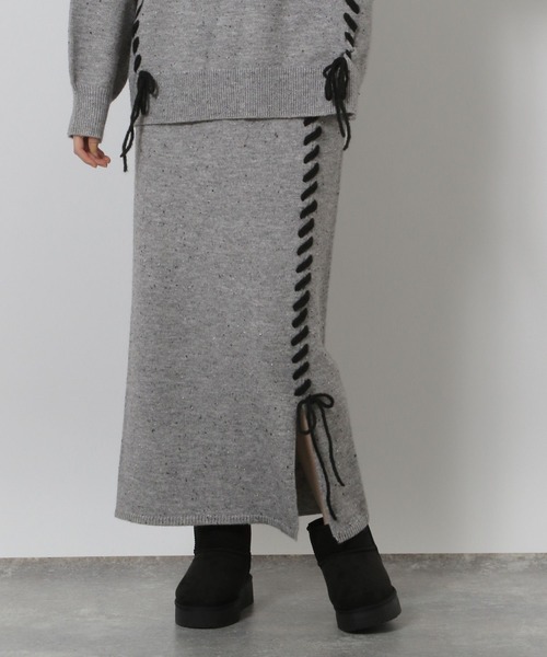 LAKOLE(ラコレ)の「ハンドステッチニットスカート / 587910(スカート・レディース・グレー/ブルー/アイボリー/モカ・FREE)」の8枚目の写真