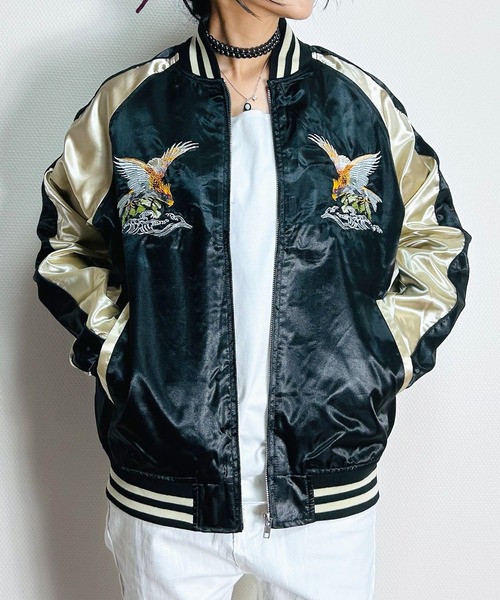BEATJIVE(ビートジャイブ)の「スカジャン スーベニアジャケット ブルゾン レディース イーグル(スカジャン・レディース・ダークグリーン/ブラック・LARGE)」の10枚目の写真