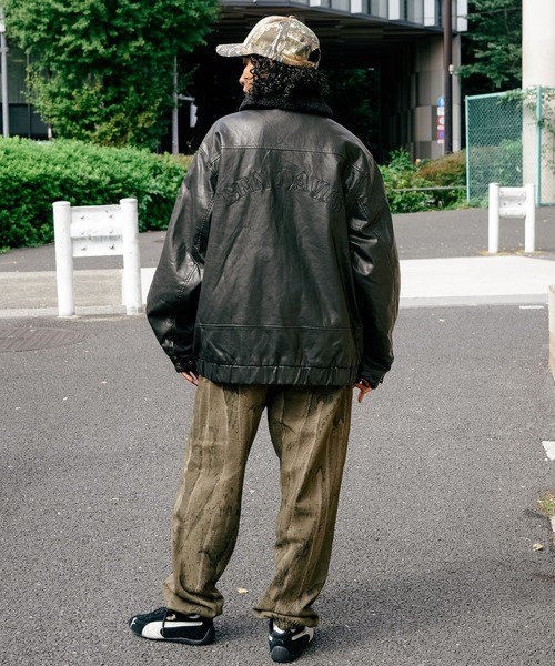BEN DAVIS（ベンデイビス）の「【BEN DAVIS/ベンデイビス】ヴィンテージ加工 衿ボア レザーライクジャケット 中綿 防寒 古着加工（ライダースジャケット・メンズ・ブラック・MEDIUM/LARGE/X-LARGE）」の6枚目の写真