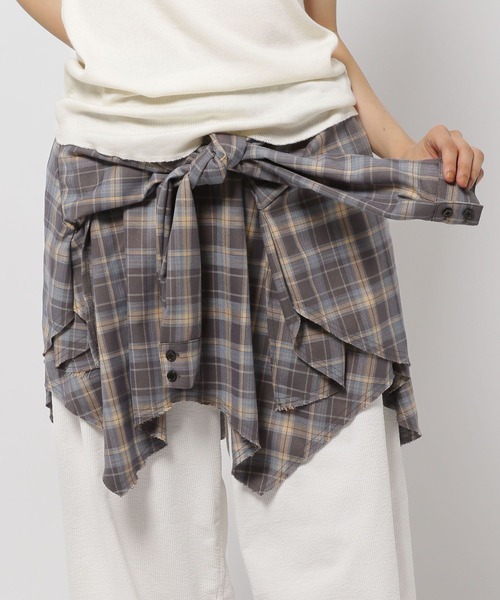 niko and...（ニコアンド）の「2WAYチェックビスチェスカート（スカート・レディース・ライトブルー/ホワイト/ベージュ・FREE）」の3枚目の写真