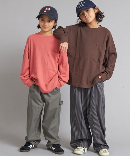 ワッフル アソートデザイン 刺繍 プリント ポケット ロンT【PAIRMANON