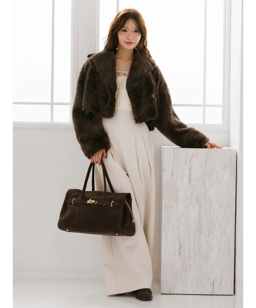 MERCURYDUO（マーキュリーデュオ）の「【MILLELA FIRENZE】スエードハンドバッグ（ハンドバッグ・レディース・ダークブラウン・FREE）」の2枚目の写真