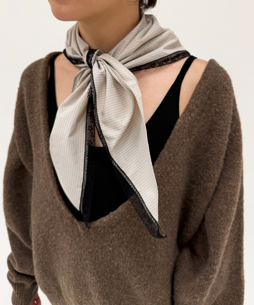 EDIT. FOR LULU(エディットフォールル)の「チェック レーストリムスカーフ(バンダナ/スカーフ・レディース・ブラウン/アイボリー・FREE)」の18枚目の写真