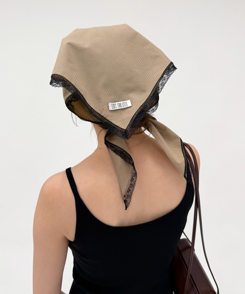 EDIT. FOR LULU(エディットフォールル)の「チェック レーストリムスカーフ(バンダナ/スカーフ・レディース・ブラウン/アイボリー・FREE)」の6枚目の写真