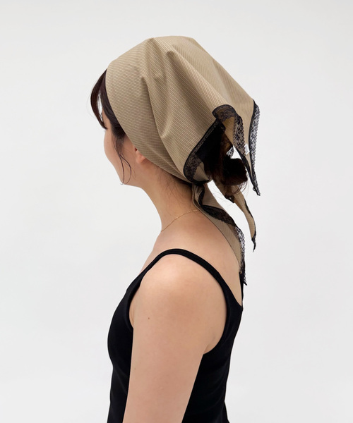 EDIT. FOR LULU(エディットフォールル)の「チェック レーストリムスカーフ(バンダナ/スカーフ・レディース・ブラウン/アイボリー・FREE)」の7枚目の写真