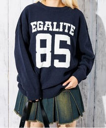 《カレッジロゴ×ナンバリング》レディース モールニット プルオーバー ストリート ゆるシルエット 秋冬