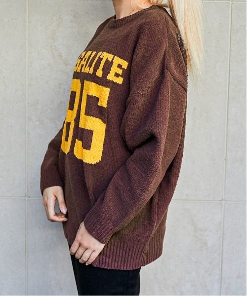 GORGE(ゴージ)の「《カレッジロゴ×ナンバリング》レディース モールニット プルオーバー ストリート ゆるシルエット 秋冬(ニット/セーター・レディース・ネイビー/ブラウン/オフホワイト・F)」の11枚目の写真
