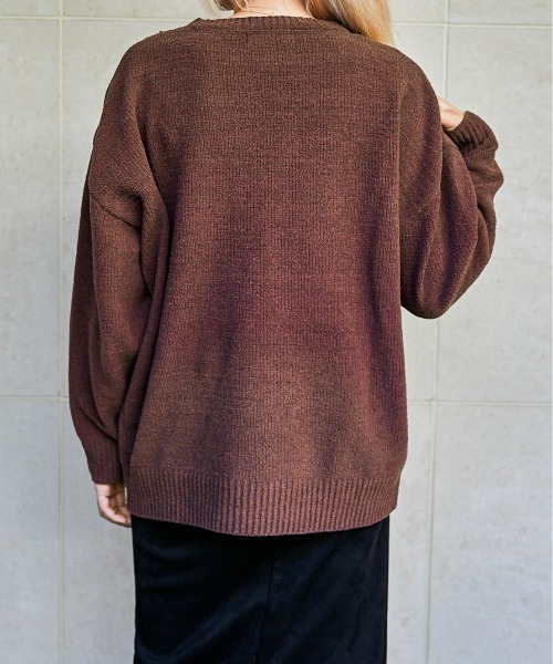 GORGE(ゴージ)の「《カレッジロゴ×ナンバリング》レディース モールニット プルオーバー ストリート ゆるシルエット 秋冬(ニット/セーター・レディース・ネイビー/ブラウン/オフホワイト・F)」の12枚目の写真