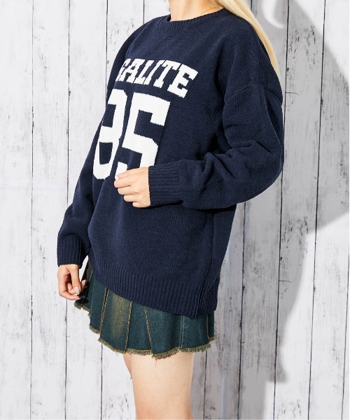 セール】《カレッジロゴ×ナンバリング》レディース モールニット
