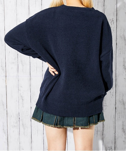 GORGE(ゴージ)の「《カレッジロゴ×ナンバリング》レディース モールニット プルオーバー ストリート ゆるシルエット 秋冬(ニット/セーター・レディース・ネイビー/ブラウン/オフホワイト・F)」の16枚目の写真