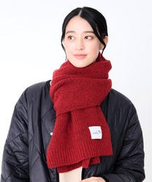 赤色 ロゴ刺繍 マフラー フリンジ付き マフラー（レッド/赤色系