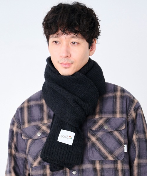 Arnold Palmer(アーノルドパーマー)の「リブ編みニット シェア マフラー(マフラー・レディース・ブラック/杢グレー/レッド・F)」の1枚目の写真