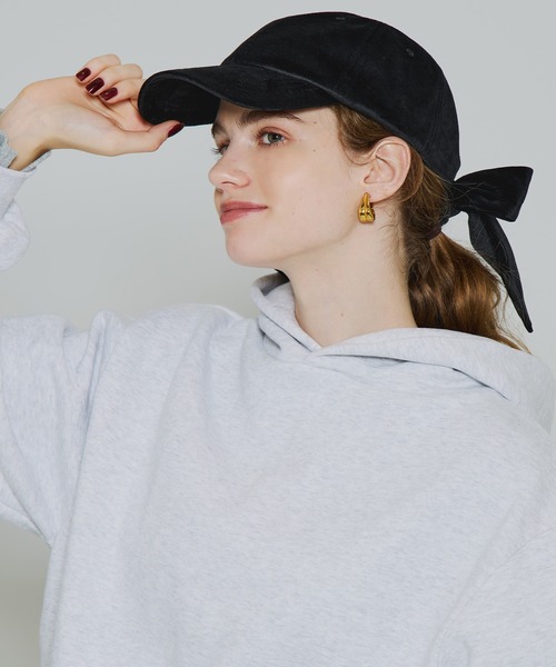 coca（coca）（コカ）の「【WEB限定セール】ベロアリボンキャップ（キャップ・レディース・グレイッシュベージュ/ブラック・ONE SIZE）」の10枚目の写真