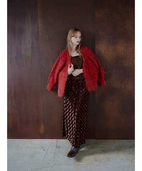 sahara(サハラ)の「Emboss Velour Long Skirt/エンボスベロアロングスカート(スカート・レディース・ブラック/ブラウン・M/S)」の5枚目の写真