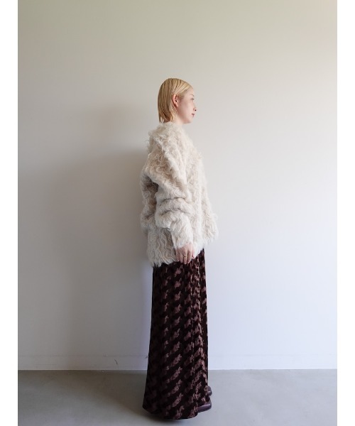 sahara(サハラ)の「Emboss Velour Long Skirt/エンボスベロアロングスカート(スカート・レディース・ブラック/ブラウン・M/S)」の3枚目の写真
