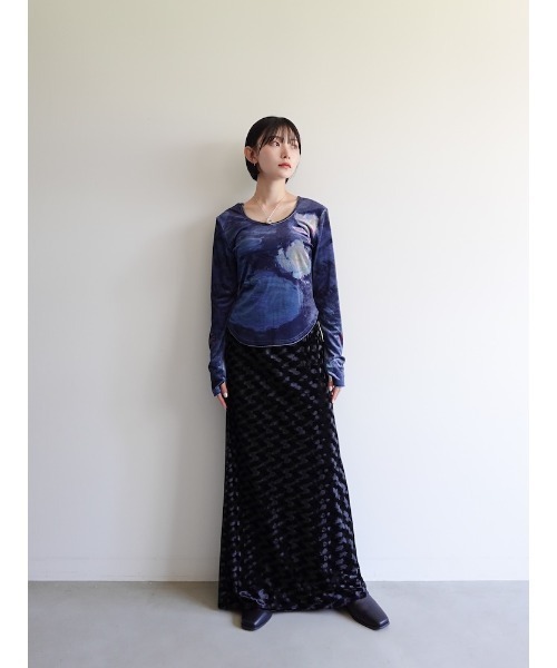 Emboss Velour Long Skirt/エンボスベロアロングスカート
